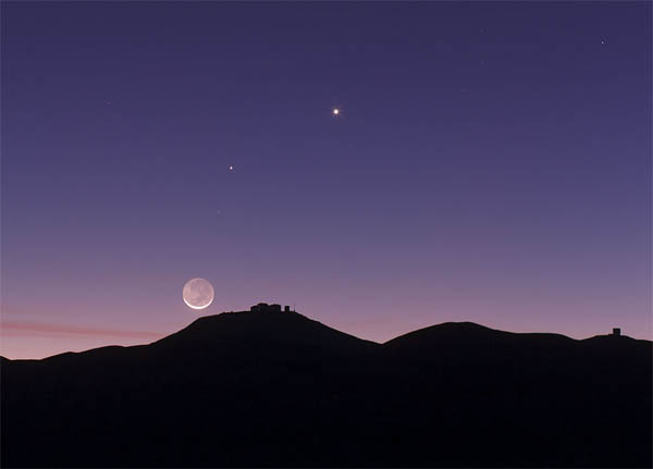 La luna riflette la luce polarizzata della Terra. Foto: ESO