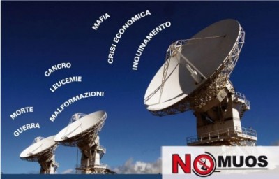 Volantino di protesta contro il MUOS, sistema satellitare delle forze armate USA