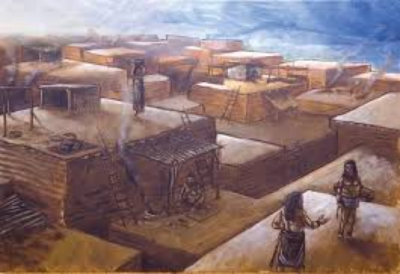 Ricostruzione artistica dei passaggi tra le case della città (fonte: Wikipedia)